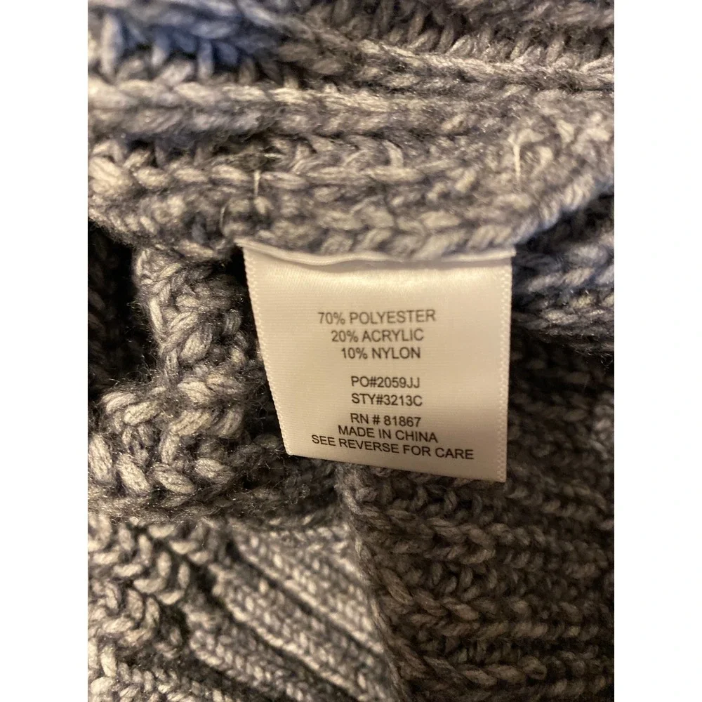 Olivia Sky Womens Grey Shaker Stitch V-Neck Button Front Cardigan Sweater M 0459